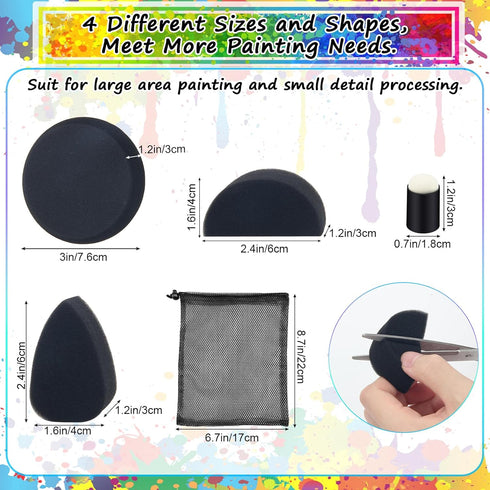 24+1 Pcs Face Paint Sponges Kit, Boyistar Art Work Sponge Body Painting Sponge for Face High Density 8P Half Moon, 8P Oval, 4P Round, 4P Finger Sp...