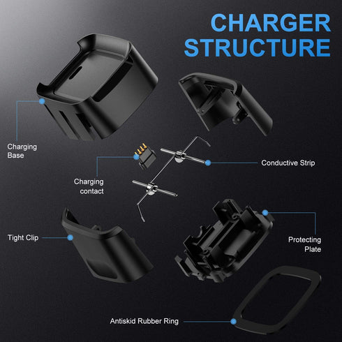QIBOX Charger Compatible with Fitbit Versa 2 (Not for Versa/Versa Lite), 2-Pack Replacement USB Charging Cable Dock Stand for Versa 2 Health & Fit...