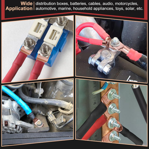 200pcs Battery Cable Ends, Copper Wire Lugs AWG 2 4 6 8 10 Gauge - 100Pcs Battery Cable Lugs Ring Terminal Connectors with 100Pcs Heat Shrink Asso...