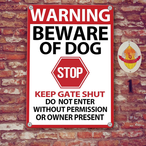 Beware of Dog Signs for Fence,Warning Tin Sign Beware of Dog,Do Not Enter,Home Kitchen Farm Garden Garage Wall Decor 12x8inch...
