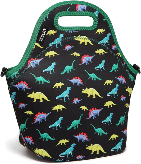 VASCHY Lunch Bag for Children, Neoprene Insulated Lunch Box Bag Tote with Detachable Adjustable Shoulder Strap in Cute Dinosaur...