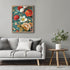Posterizer 1 pcs-beige-white orange flowers-blue background-Floral & Botanical Art-Abstract & Modern Art-Decor for Home & Office- UNFRAMED Wall Ar...