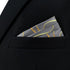 S&W SHLAX&WING Mens Pocket Square Grey with Yellow Golden Geometric Wedding...