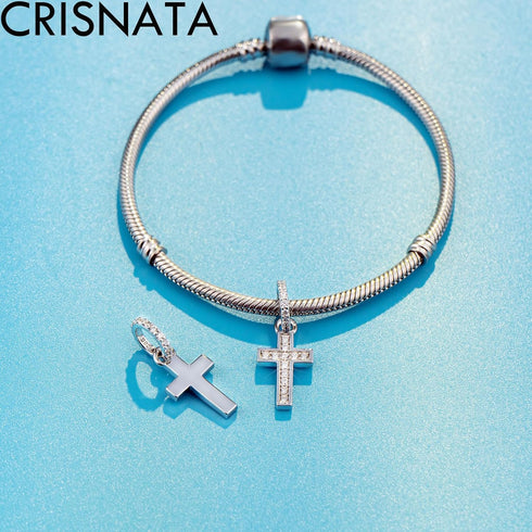 Sparkling Latin Cross Pendant Charms fits European Necklace Bracelet, 925 Sterling Silver Christian/Religious Beads, Gifts for Christmas/Easter/Mo...