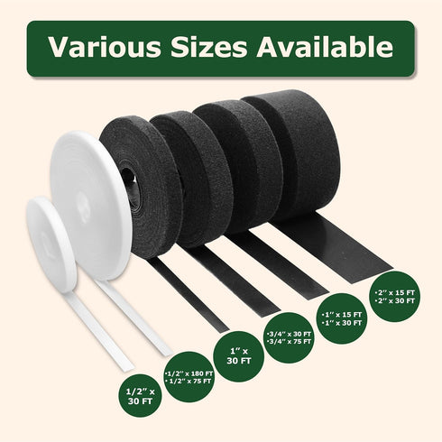 ECOHomes 3/4 Inch x 75 FT Cable Ties Wrap, Double Sided Hook And Loop Straps Roll Tape, Self Gripping Strips for Cable & Cord Management Home & Of...