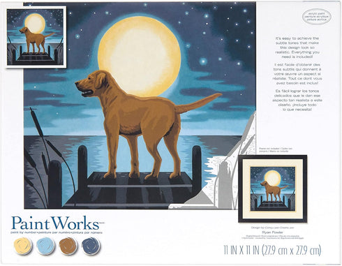 Dimensions PaintWorks 73-91857 Moonrise Dog Animal Paint by Number Kit for Adults and Kids, 11" x 11", Multicolor, 12pcs...
