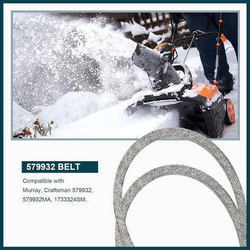579932 1733324SM 579932MA Auger Drive Belt 2 Stage Replacement 3/8"x 33" for Murray MTD Craftsman 579932 420673 Snow Blower (2 Pack)...