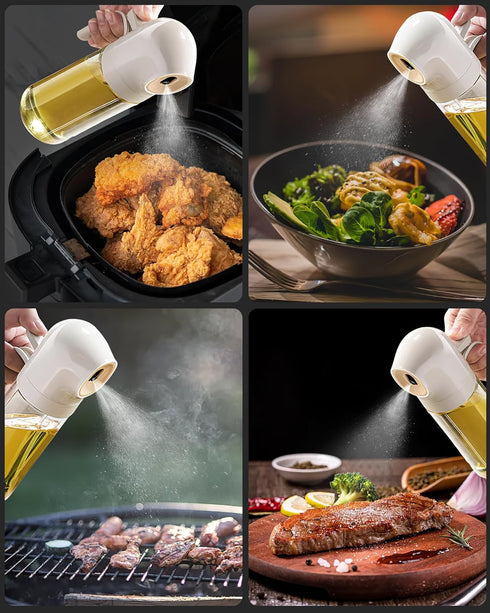 Oil Sprayer for Cooking, 250ml Refillable Glass Olive Oil Spray Bottle, Continuous oil dispenser for kitchen, 8.4oz Olive Oil Mister Kitchen Gadge...