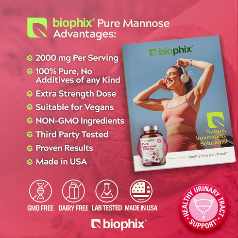 biophix Pure Mannose 100 Percent Powder 2000 mg 3 oz 85 Grams - Supports Urinary Bladder Tract Health...