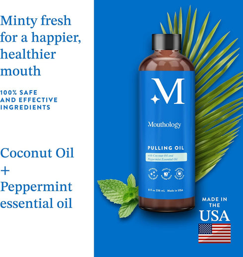 Coconut Oil Pulling for Teeth and Gums (Made in USA), Whitening Pulling Oil Coconut Mint Mouthwash for Fresh Breath Ayurvedic Oil Pulling Mouth Gu...