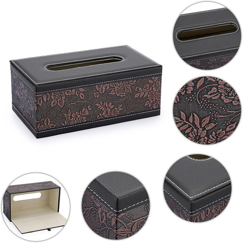 Sumnacon Tissue Box Cover Rectangule Leather Tissue Box with Magnetic Bottom,Stylish PU Tissue Box Holder for Bathroom Toilet Bedroom Living Room ...