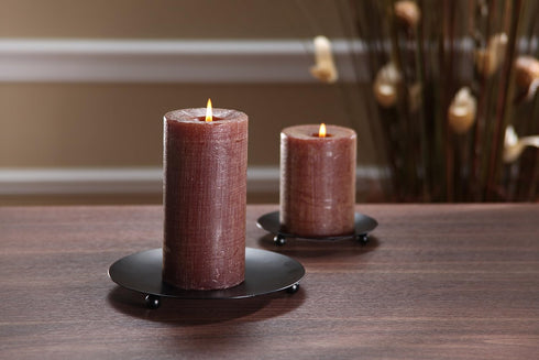 Hosley Set of 6 Black Iron Pillar Plates 7 Inch Diameter Ideal or Use for Weddings Candle Gardens Spa and Aromatherapy Incense Cones or Just As a ...