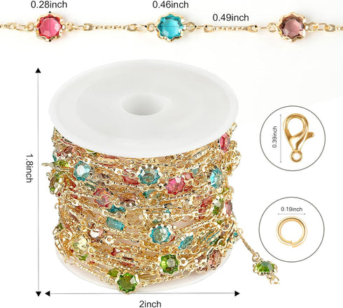 Kyutong 5 Meters Gold Chain for Jewelry Making Flower Shape Bead Chain Links with Jump Rings Lobster Clasps Necklace Chains Bulk for Jewelry Craft...
