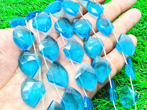 1 Strand Blue Topaz Quartz 10 Pcs Beads Size 19x14mm Fancy Shape Cut Faceted Beads for Jewellery Making, Beading & Craft Supplies KCRAFTS-RK_k47...