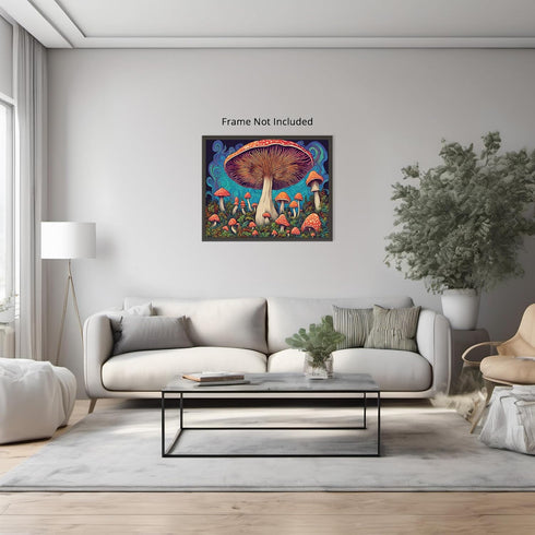 Posterizer 1 pcs- psychedelic funky hippie colorful rainbow mushrooms 4-Fantasy & Fiction Art-Retro Art- Living Room Bedroom Decor- unframed wall ...