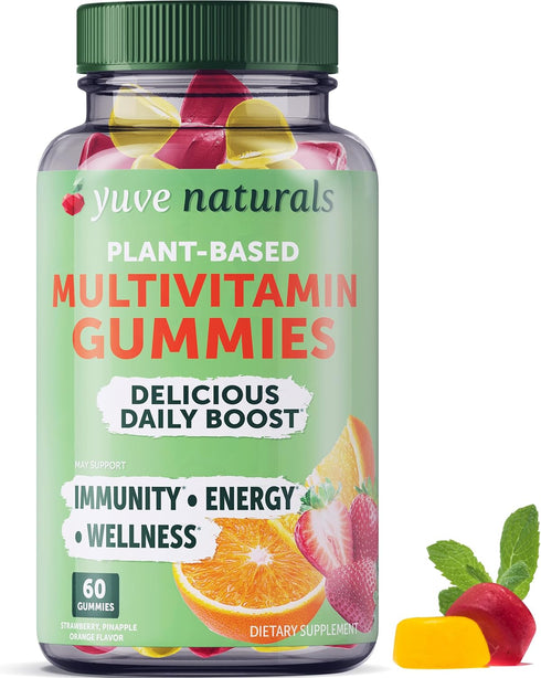 Yuve Vegan Multivitamin Gummies for Men and Women - Daily Energy, Strength, Immunity - Vitamin A, C, B3, B6, B12, Biotin & Zinc - Delicious Chewab...