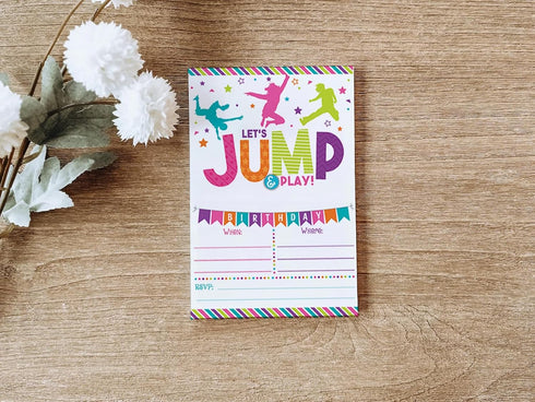 Your Main Event Prints Bounce House Birthday Invitation - Trampoline Jump Birthday Invite - Trampoline Birthday Party - 20 Fill-In Bounce Invitati...