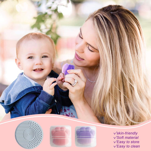 2Pcs Sunscreen Applicator for Kids, Sunblock Brush with Protective Case Sun Lotion Applicator SunCream Brush with Cleaning Pad for Suncream Liquid...