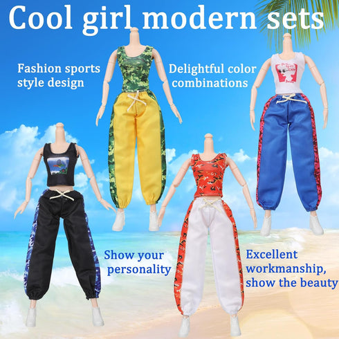 Bencailor 12 Pcs Doll Clothes and Accessories for 11.8 Inch Doll Outfits Include 4 Sets Casual Wear Clothes with 4 Pair White Shoes for Boys Girls...