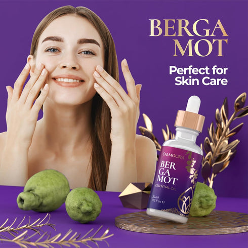 Premium Bergamot Essential Oil Organic (1 OZ) — Undiluted Organic Bergamot Essential Oil for Diffuser Aromatherapy and More — Therapeutic Grade Be...