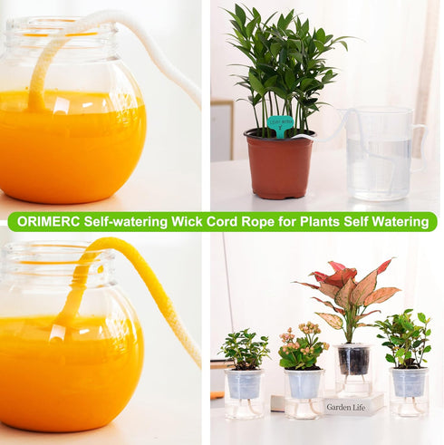 ORIMERC 12 Pcs 3/4" Plant Pot Lift Feet Plastic Elevator & 30ft Self-Watering Wick Cord Rope, Outdoor Indoor Potted Flower Shim Planter Raiser Toe...