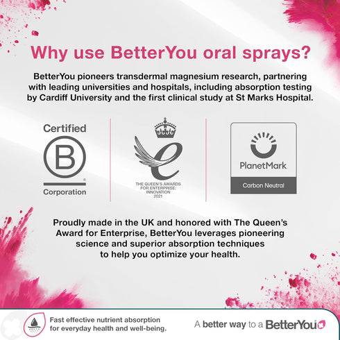 BetterYou Magnesium Oil Body Spray - Supports Natural Muscle Recovery and Function - Helps Your Skin Soak in Calcium - Effective Absorption for St...