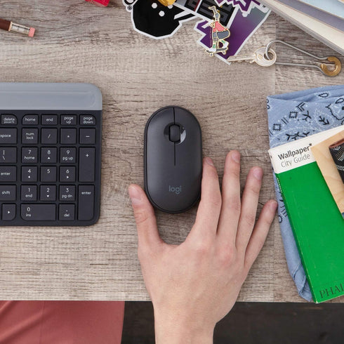 LOGI Pebble M350 Portable Wireless Mouse with Bluetooth or 2.4 GHz Receiver, Silent, Slim Computer Mouse with Quiet Click for Laptop, Notebook, PC...