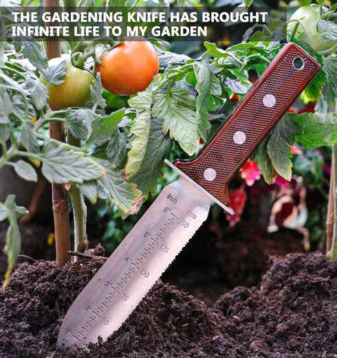 Gardening Hori Hori Garden Knife - Gardening Knife,Soil Knife, Serrated Side Weeding Knife,Digging Knife,Garden Knives with Sheath,Full Tang Hori ...