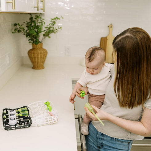 Dr. Brown's Dishwasher Basket for Small Baby Bottle Parts, Pacifiers, and Accessories, Clean, Store and Organize Newborn Essentials, BPA free, Bla...