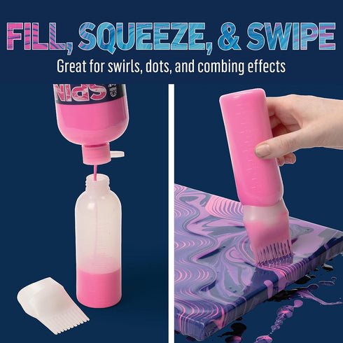 FolkArt Drizzle Combing Squeeze Bottle Set, Durable Tools for DIY Paint Pouring Arts and Crafts Projects, 50825, Clear...