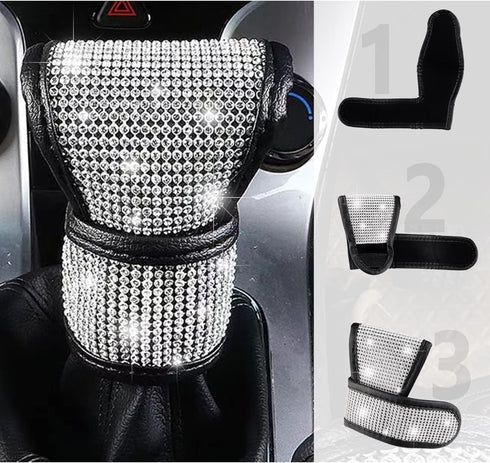 Crystal Auto Gear Shift Cover Bling Car Accessories,Universal Car Knob Gear Stick Protector from Scratching with Rhinestone Covers Car Decor Acces...