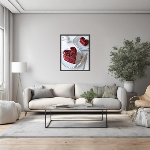 Posterizer 1 pcs-heart-shaped cake cute Valentine's day poster -2-Romantic Art-Holiday Poster Collection-Gift for Couples boyfriend girlfriend Hus...