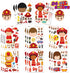 24 Sheets Firefighter Stickers for Kids, Make-a-face Fireman Stickers Sheets, Fireman Themed Sticker Party Favor Supplies Craft School Fire Educat...