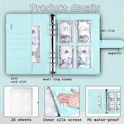 MUQING 100 Envelope Challenge Binder, Money Saving Envelopes for Cash Challenge, Saving $5050 Budget Planner Book, 25 Sheets Silkscreen to Digital...