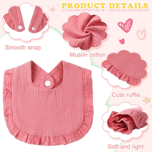 12 Pcs Baby Muslin Bibs Girl 4 Layer Soft Drool Bibs Set Baby Bibs Drool Bandana Lap Shoulder Drool Cloths Bibs Cotton Bibs Teething Bibs for Baby...