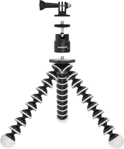 SABRENT Flexible Tripod with Ball Head Bundle for standard Tripod Mount (GP-TRPD-TBHD)...