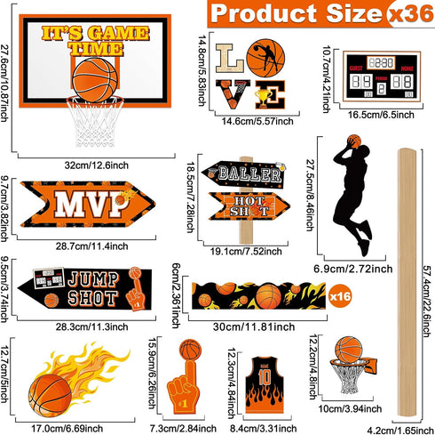 gisgfim 36pcs Basketball Bulletin Board Decoration Basketball Theme Bulletin Boarders It’s Game Time Basketball Cut-Outs Sports Bulletin Board Dec...