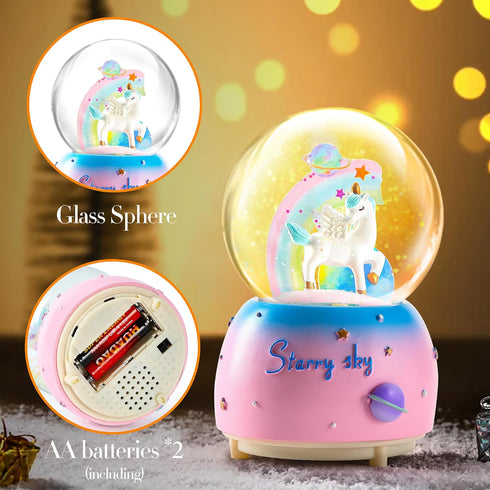 Unicorn Snow Globe for Kids, VECU Snow Globe with Music Perfect Unicorn Music Box for Girls, Granddaughters Babies Birthday ( Manual Snow Drift)...