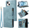 RANYOK Wallet Case for iPhone 15 Plus with Card Holder, Premium PU Leather with RFID Blocking Zipper Flip Folio Wallet Wrist Strap Magnetic Clasp ...