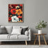 Posterizer 1 pcs-bright red and yellow flowers-red background-Floral & Botanical Art-Abstract & Modern Art-Decor for Home & Office- UNFRAMED Wall ...