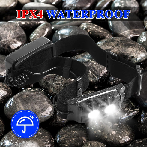 1000 Lumen Headlamp Rechargeable IPX4 Waterproof Hard Hat Headlight Forehead Flashlight for Adults Kids, Waterproof Headlight Camping Gear for Fis...