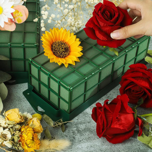 2 Packs Floral Foam Cage Rectangle Flower Cage Holders with Floral Foam Floral Arrangement Supplies for Fresh Flowers, Home Weeding Decorations, 1...