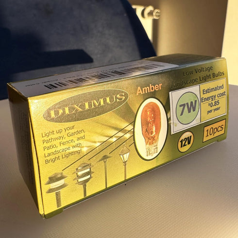 Diximus 12 Volt 7 Watt Amber Bulbs Low Voltage T5 Landscape Bulb - Landscape Light Bulbs - Low Voltage Landscape Light Bulbs - 10 Pack (Amber)...