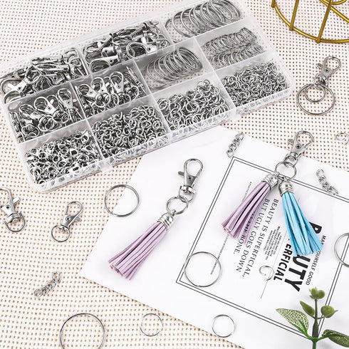 360pcs Keychain Kit Silver Metal Keychain Clips Hooks with Key Rings Lobster Claw Clasps Keychain Accessories for Lanyard Jewelry Making Crafts...