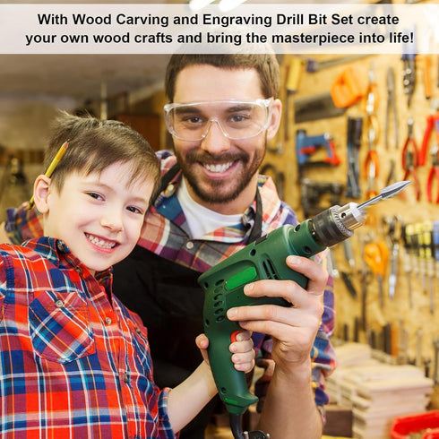 15 Pieces Wood Carving Bits for Rotary Tools Woodworking Engraving Drill Bit Set DIY Wood Carving Tools Accessories for Engraving Drilling Micro S...