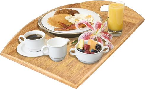 Greenco Bamboo Angular Sides Butler Serving Food Tray with Handles - Can Be Placed On Lap | Trays for Dining | Great for Eating On Couch, Living R...