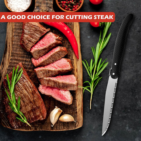 Knife Set, Steak Knives Set of 6, 6 Pcs Steak Knife Set Dishwasher Safe Knife Set, New Laguiole Premium serrated knife set, knives Set for Kitchen...