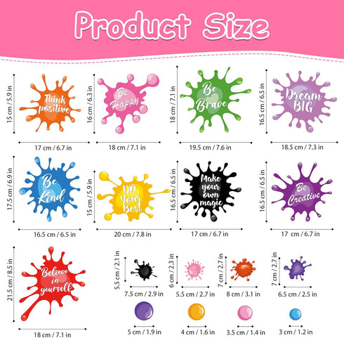 Colorful Inspirational Quotes Wall Decals Watercolor Paint Wall Decals Ink Splatter Splotches Wall Stickers Motivational Lettering Positive Saying...