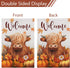 Welcome Fall Highland Cow Garden Flag 12x18 Inch Double Sided Burlap, Farmhouse Pumpkins Cow Yard Decor Seasonal Flowers Porch Flag for Rustic Aum...