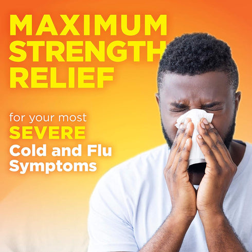 Amazon Basic Care Severe Daytime Cold & Flu, Maximum Strength Liquid Medicine, Relieves Aches, Pain, Fever, Cough, Nasal & Chest Congestion, Sore ...